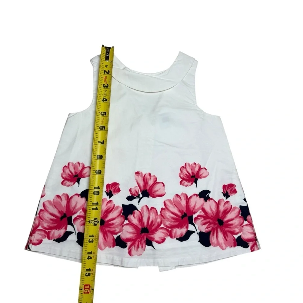 Janie and Jack White Pink Floral Sleeveless Top Girls Cotton Lined Size 3